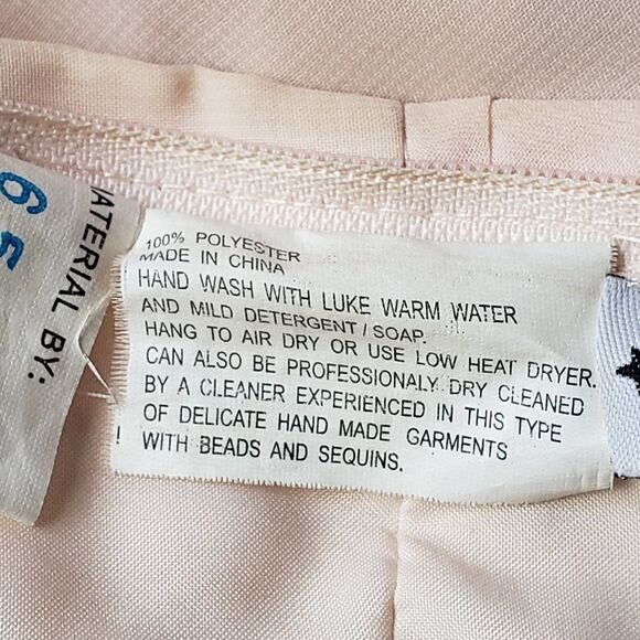 Jordan Peach Blush Pleated Strapless Chiffon Gown Sz 12 - Picture 16 of 16